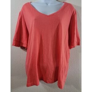 Time And Tru Orange Bumpy Raised Material Top XXL 20 Lightweight Soft Stretchy